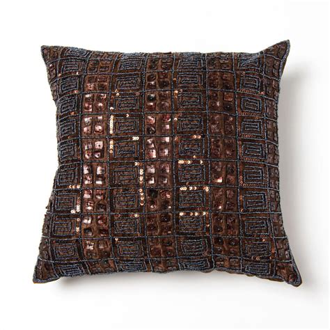 Best Home Fashion Mother Of Pearl And Sequin Dark Chocolate Pillow