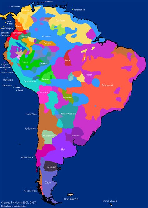 Distribution Of Language Families In Pre Columbian South America