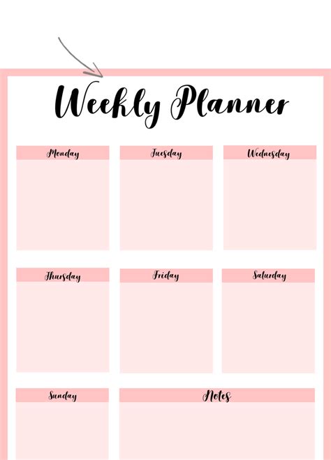 Template Header Weekly Planner Template Schedule Printable Word Doc