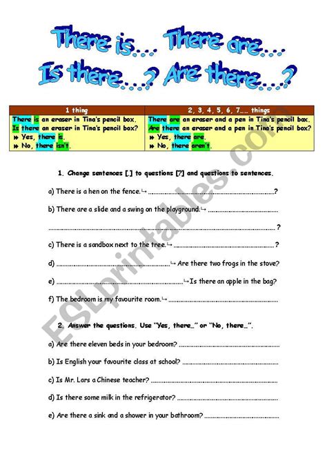 there isare exercises esl worksheet by larei