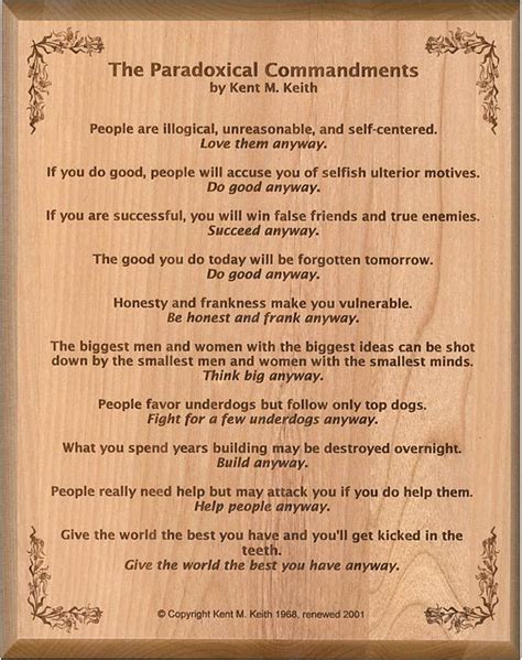 The Paradoxical Commandments By Kent M Keith Image Quotes Paradox