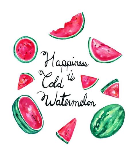 Happiness Fruit Quotes Watermelon Watermelon Print