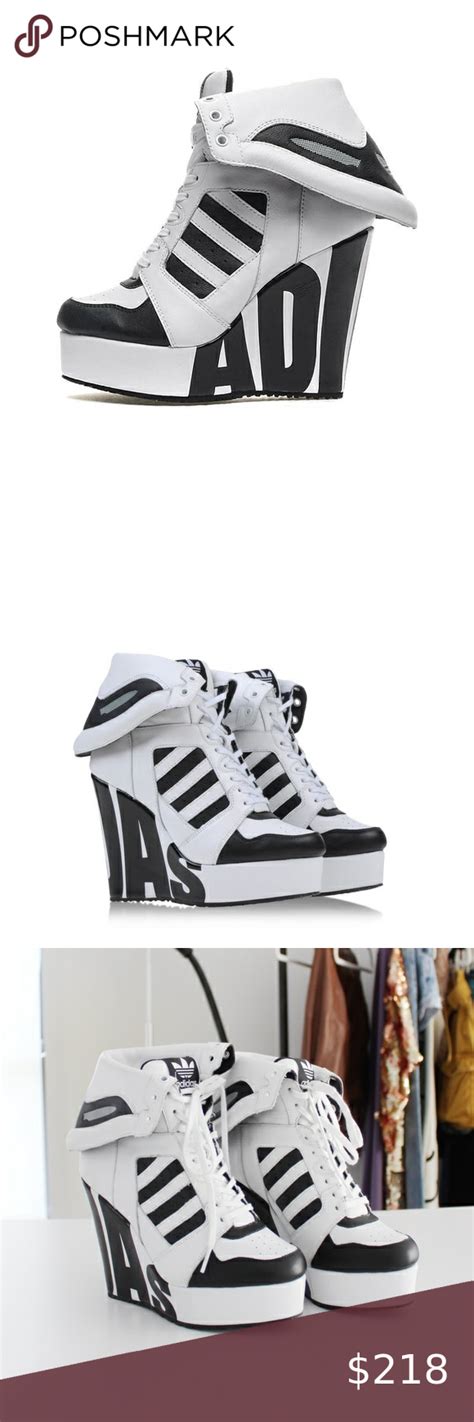 Adidas X Jeremy Scott Streetball Leather Platform Wedge Sneakers In