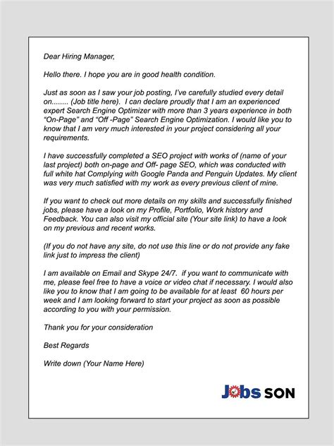Upwork Proposal Cover Letter For SEO (Search Engine Optimization