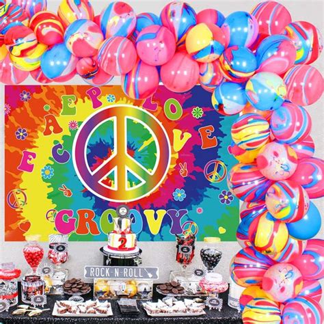 60s Hippie Theme Party Decorations 1960s Groovy Photo Backdrop Tie