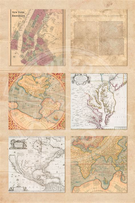 Old Maps Digital Papers Vintage Map Download Grungy Etsy