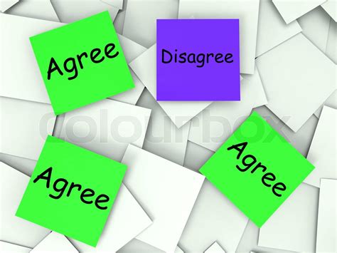 Agree Disagree Post It Notes Mean Agreeing Or Opposing Stock Image
