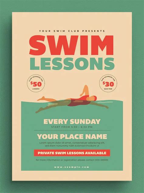 Swim Lessons Flyer Template Ai Psd Graphic Design Lessons Graphic Design Business Card