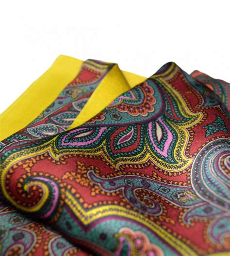 Paisley And Mustard Yellow Silk Pocket Square Louise And Zaid