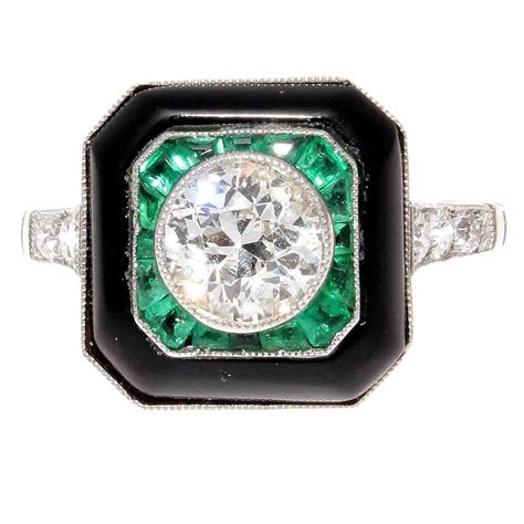 Fabulous Diamond Emerald Onyx Ring For Sale At 1stdibs