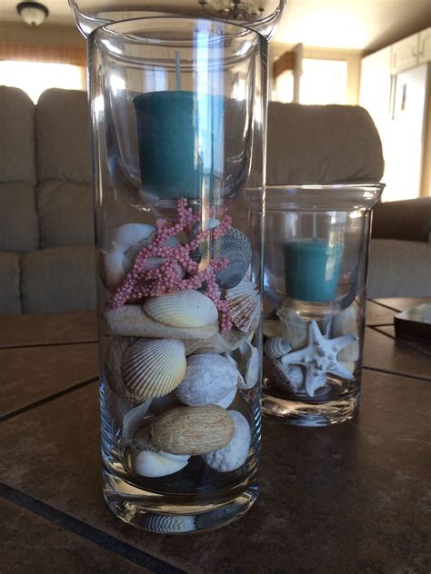 Cylinder with sea shells and candle Beach coastal decor | Beach candle, Coastal decor, Coastal ...