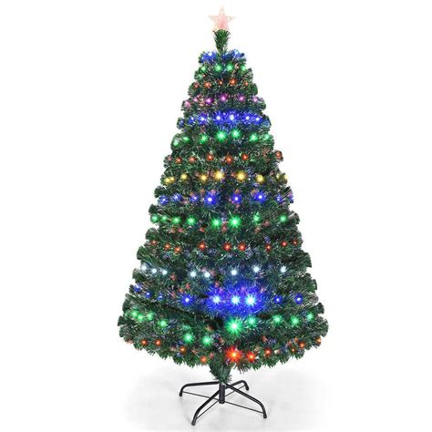 Costway 6 Ft Pre Lit Artificial Christmas Tree Fiber Optic With Multi