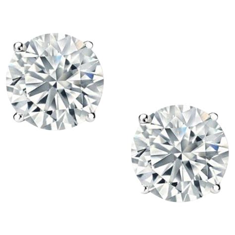 GIA Certified 3 52 Carat Round Brilliant Cut Diamond Studs For Sale At
