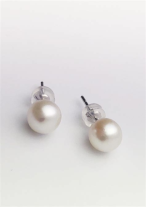 Japanese Akoya Pearl Earrings On 14k White Gold Studs 65 7mm Or 7 7