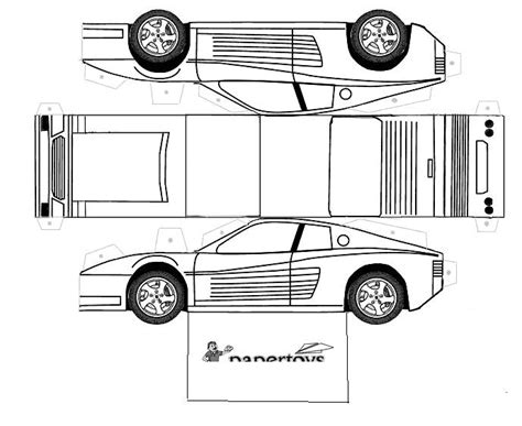 Carros deportivos de última tecnología, actuales y rápidos. Recortables de coches nuevos | Ferrari Testarosa | Dibujos para cortar y colorear