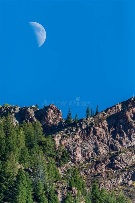 Moon And Mountain Summit Peak Stock Photo Image Of States Peaks