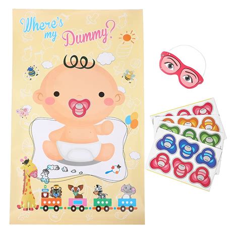 Baby Shower Game Pin The Dummy On The Baby Pacifier Stickers Party