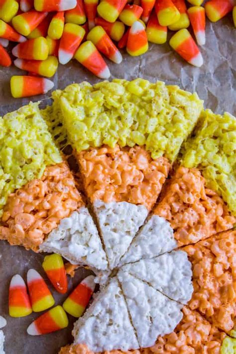Halloween Rice Krispie Treats Candy Corn Shape The Food Charlatan