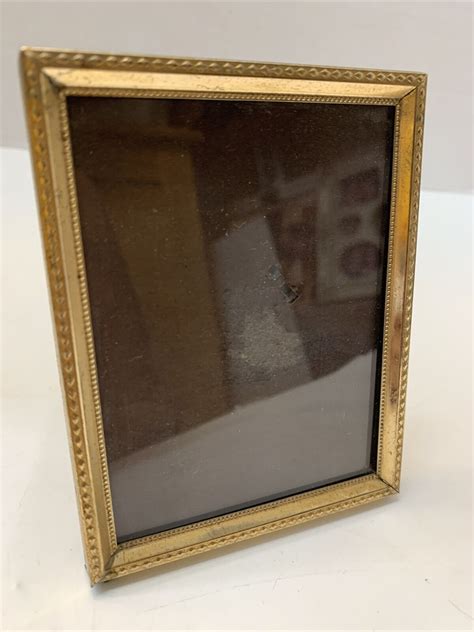 Picture Frame Gold Metal Freestanding Holds 4x3” Photo Ornate Small