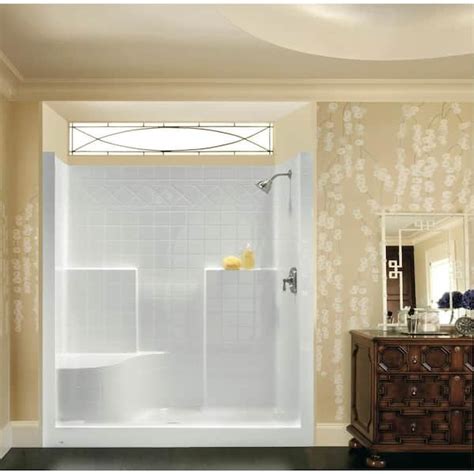 Aquatic Everyday 60 In X 36 In X 76 In 1 Piece Shower Stall With Left Seat And Center Drain