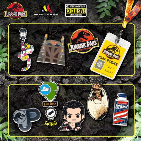 Jurassic Park Lanyard And Pins Set Entertainment Earth Exclusive