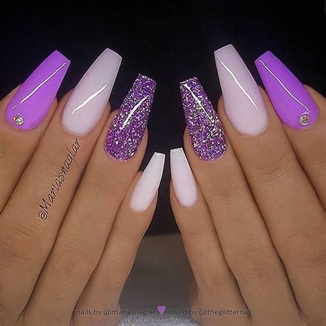 Bright Purple, Milky Pink and Glitter on Coffin Nails ... My videos playlist worthy of checking out: