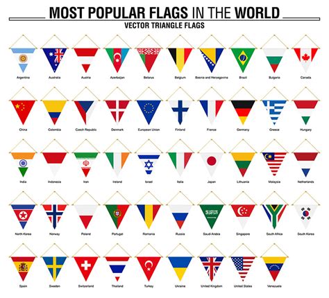 Printable World Flags Triangles