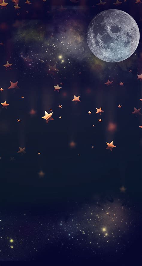 Moon And Falling Stars Star Wallpaper Cute Wallpaper Backgrounds