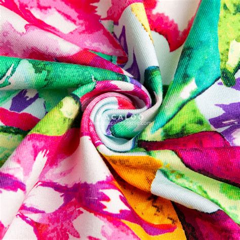Flower printed cotton spandex knit customized printing fabric
