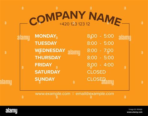 Opening Hours Window Stock Vector Images Alamy