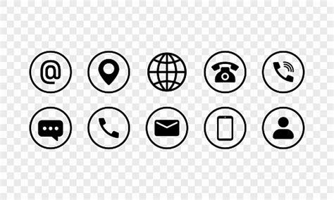 Communication Icon Set In Black Email Location Internet Phone Call Chat