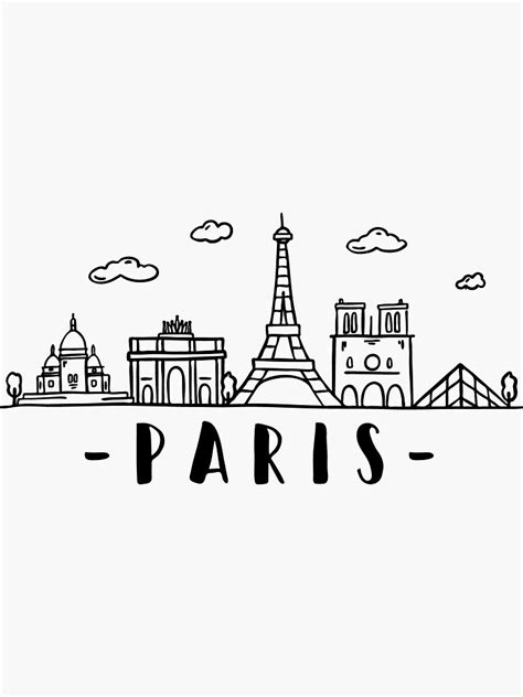 Paris Skyline Travel Sticker By Duxdesign In 2020 Easy Doodles