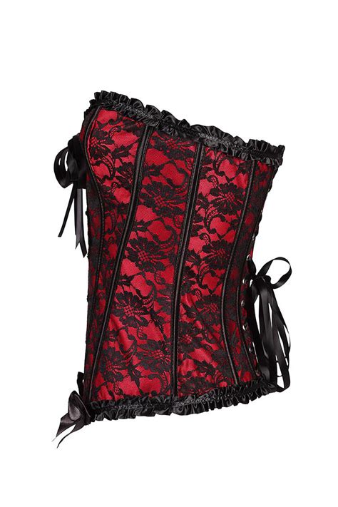 red lace corset with bow 4 colour plus size bustier waist training best crossdress and tgirl store