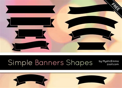 16 Simple Ribbon Photoshop Shape Images Photoshop Banner Shapes Free