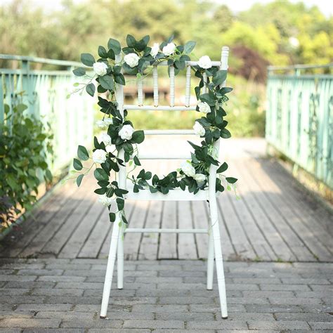 6ft 20 Cream Artificial Silk Roses Flower Garland Hanging Vine In