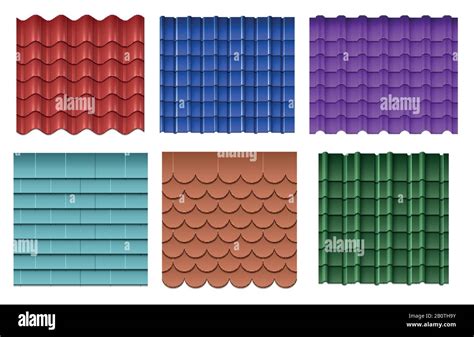 Roof Tiles Roofing Materials Vector Set Roof Construction Material