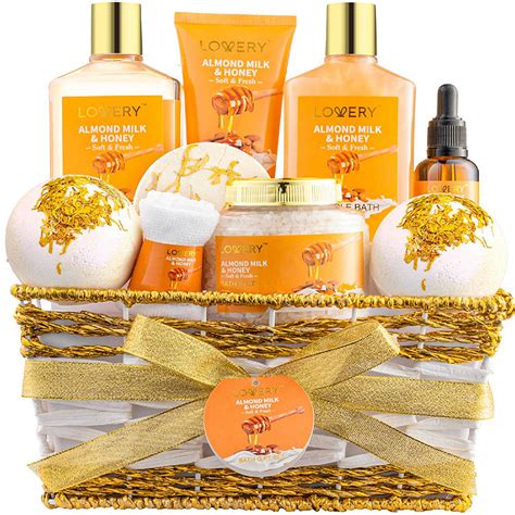 T Basket For Women 10 Pc Almond Milk And Honey Self Care Kit