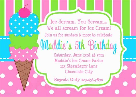 Ice Cream Birthday Invitation Template Free Of Printable Ice Cream Party Invites By Tan Of