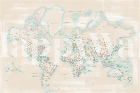 Detailed World Map Jacquotte Tapet Fototapet Happywall