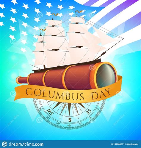 Happy Columbus Day Celebrating Emblem America Discover Holiday Symbol