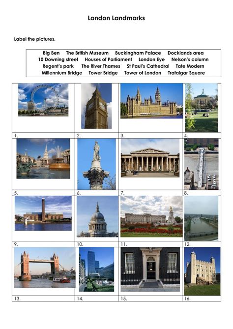 London Landmarks Interactive Worksheet London Landmarks London