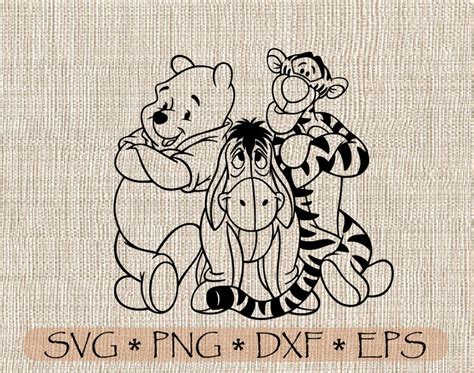 Svg Png Winnie The Pooh Friends Eeyore Tigger Outline Cut Files Cricut