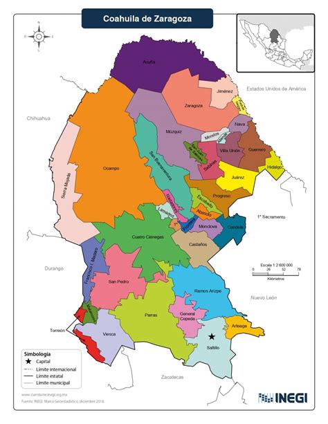 Mapa Del Estado De Coahuila De Zaragoza Con Municipios Mapas Para