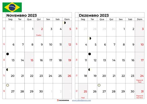 Calendário De Novembro E Dezembro De 2023