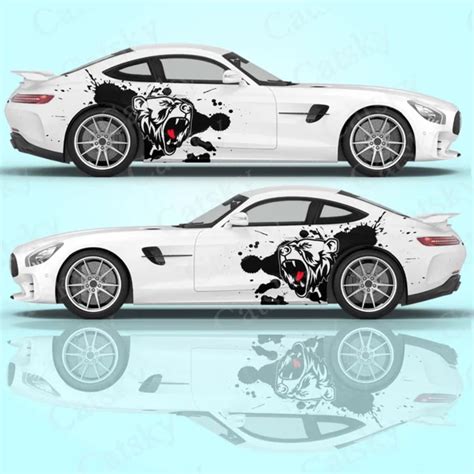 LIJIFSN DIY Fierce Tiger Grumpy Bear Vehicle Side Graphic Wrap Car