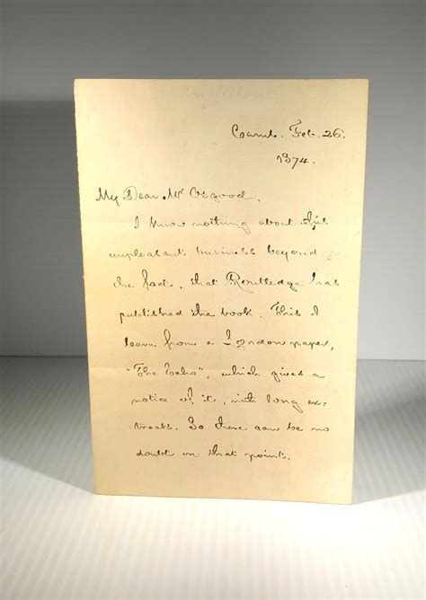 Autograph Letter Signed Hwl To Mr Osgood Cambridge Feb 26 1874 By Longfellow Henry W