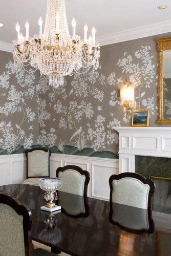 Hand Painted Gracie Wallpaper Dining Room With Wainscoting Love This