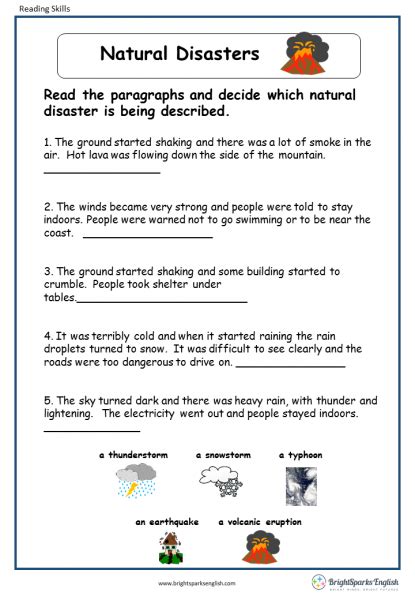 Reading Comprehension Natural Disasters Natural Disasters Natural Disasters Vocabulary