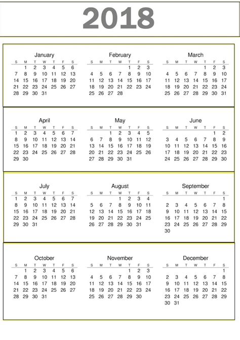 Printable Calendars 2018 Activity Shelter