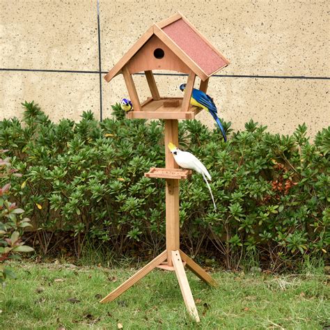 Wooden Bird Feeder Stand For Garden